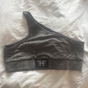 Heroine Sport Marled Gray Asymmetrical Sports Bra Size L